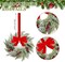 18 Pcs Christmas Wreath Decorations Christmas Kitchen Cabinet Wreaths with Red Ribbon Mini Wreaths Farmhouse Decoration Artificial Hanging Garlands for Christmas Front Door Window Chair Wall